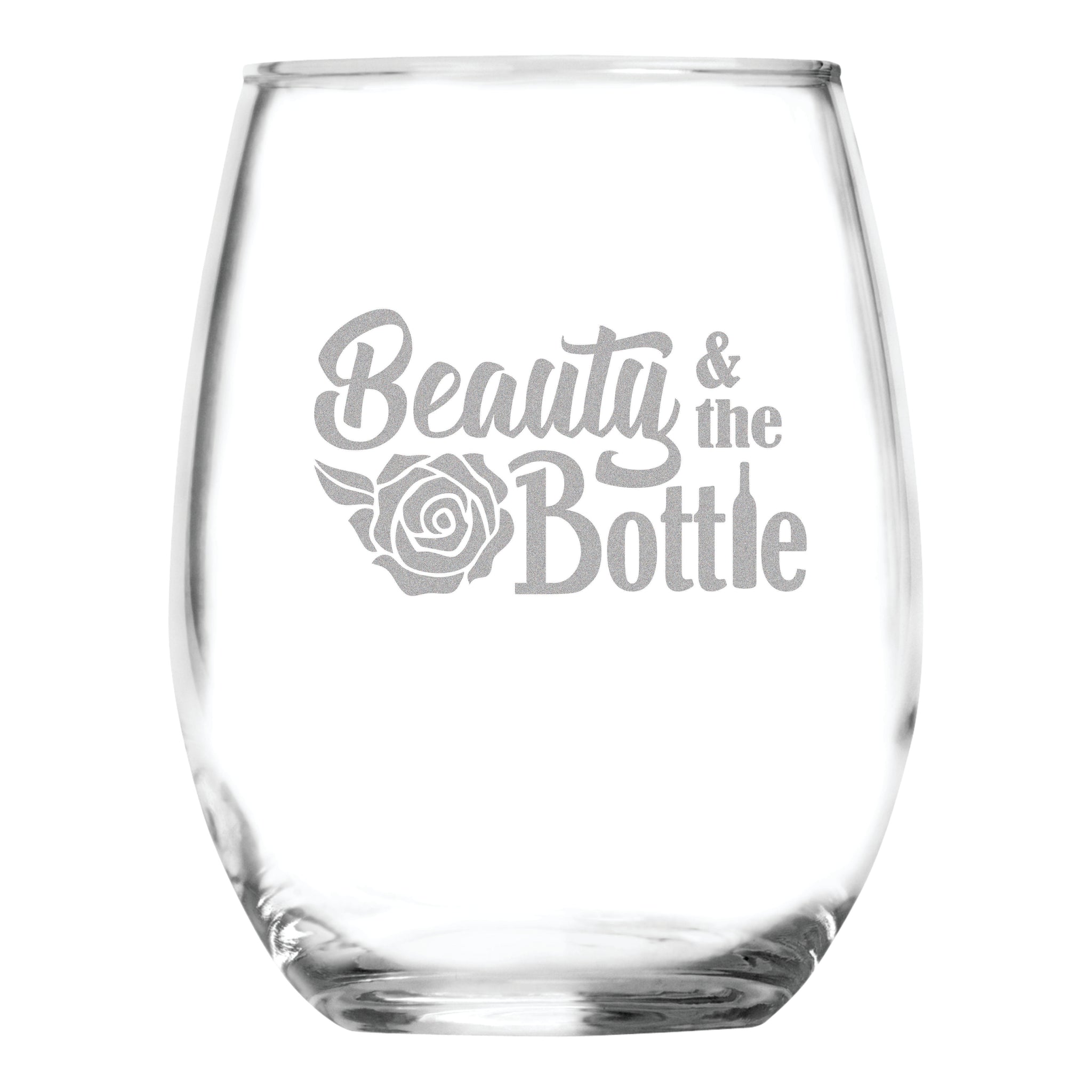 Beauty and the Bottle (15 oz) Stemless Glass