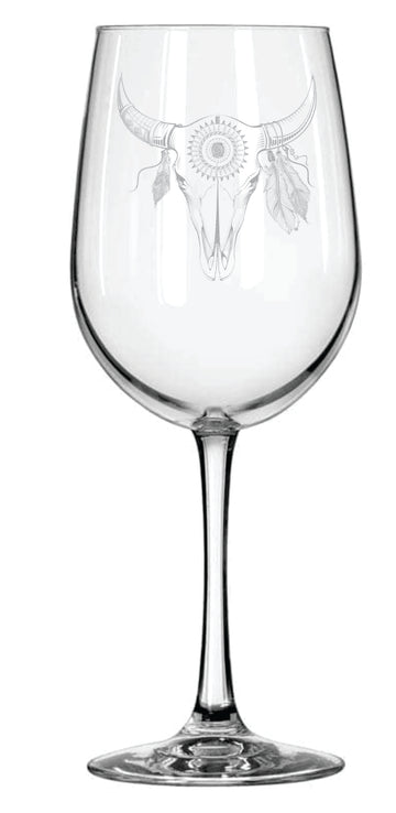 Feather Skull - Western Wine Glass