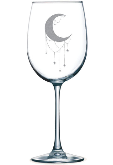 Crescent Moon with Crystals - Wine Glass