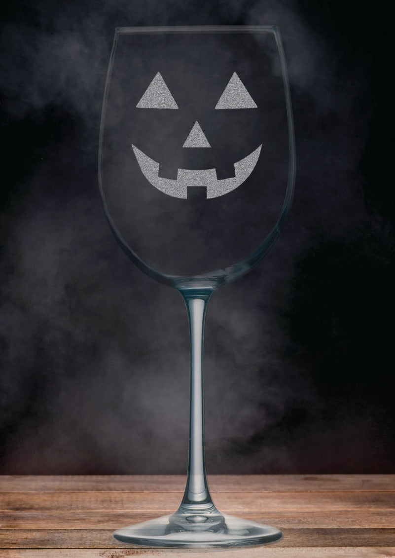 Pumpkin Face Wine Glass