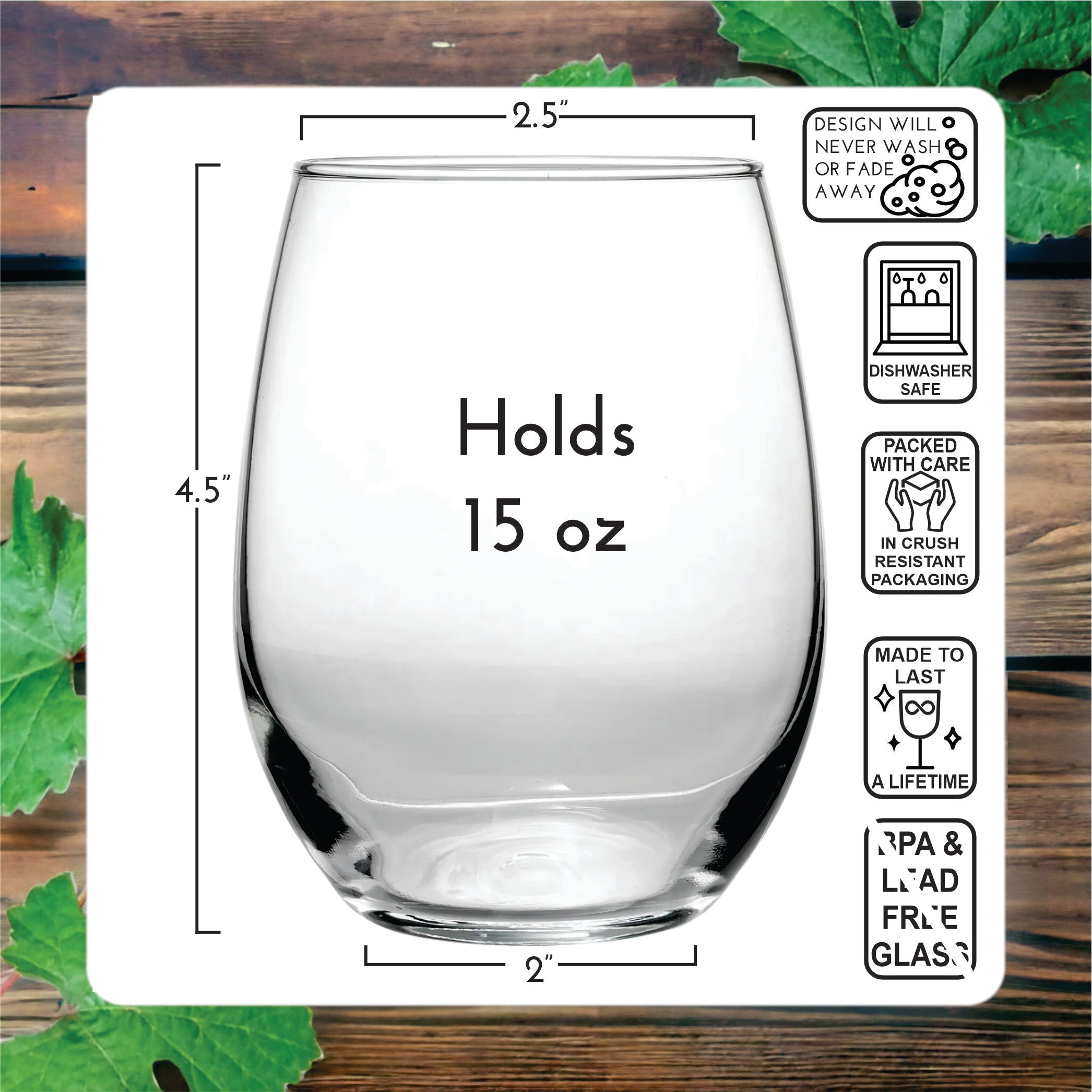 Owl I Need is Love and Wine (15 oz) Stemless Glass